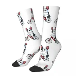 Happy Funny Men's Socks On A Bicycle Retro Harajuku French Bulldog Frenchie Dog Hip Hop Crew Crazy Sock Gift Pattern Printed