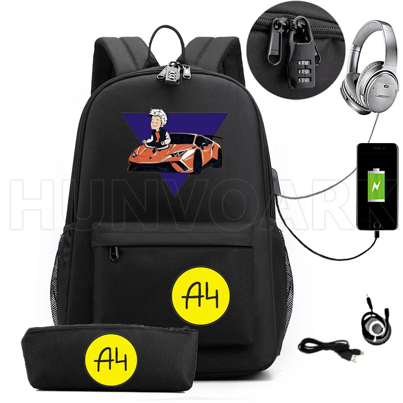 А4 мерч рюкзак 2Pcs Carga USB Estudante Da Escola Da Lona Mochila Anti-Roubo Mochila para Meninos Das Meninas A4 Mochila Mochilas Das Mulheres Dos Homens