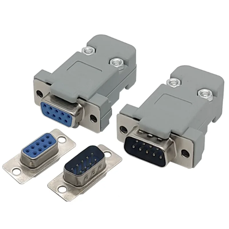1/3/5pcs RS232 Serial Port Connector DB9 Female Male Socket Plug Connector 9pin Copper RS232 COM Socket Adapter Plastic Shell