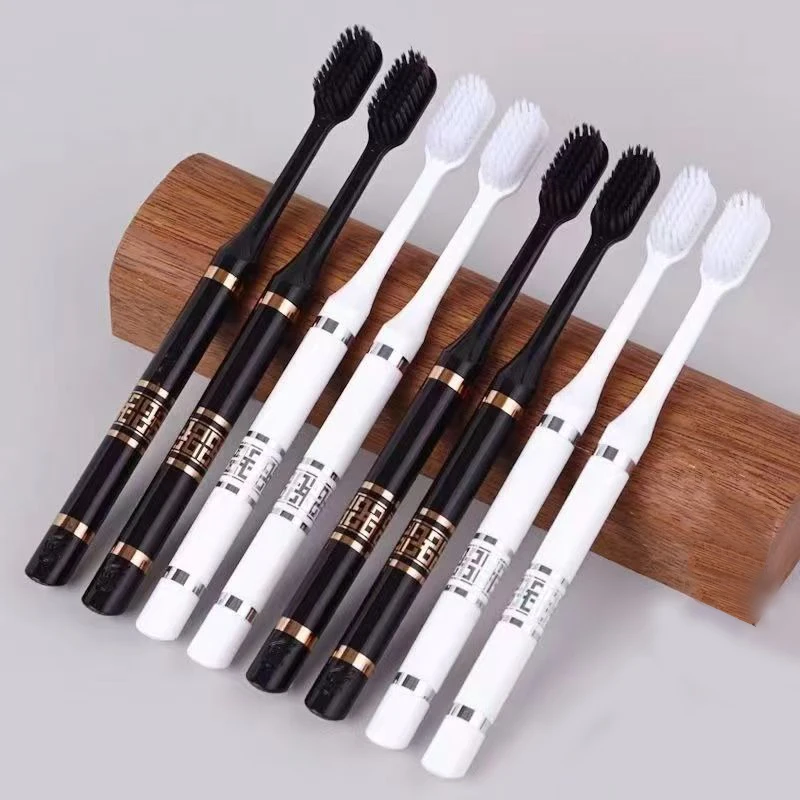 

Black and White Couple Toothbrush, Soft Toothbrushes, Deep Plaque Removal, Rounded Bristles Gentle on Teeth, Gum Stimulators