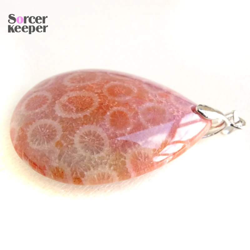 1 قطعة المعلقات حجر الأقحوان الطبيعي قطرة الشكل كل يرجى من الأحجار الكريمة المرجانية العصرية لصنع القلادة الملحقات BP002