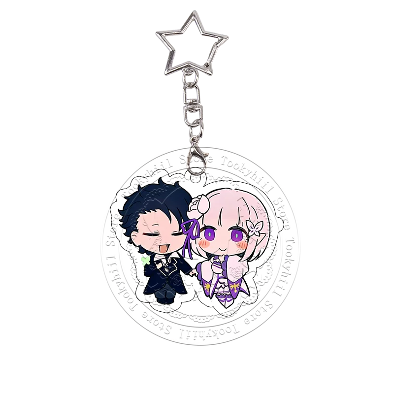 Re:Zero Acryl-Schlüsselanhänger Emilia Ram Beatrice Studentin Kawaii Tasche Anime Cartoon Deko-Accessoires Anhänger Schlüsselring Geburtstagsgeschenk – Detail 19