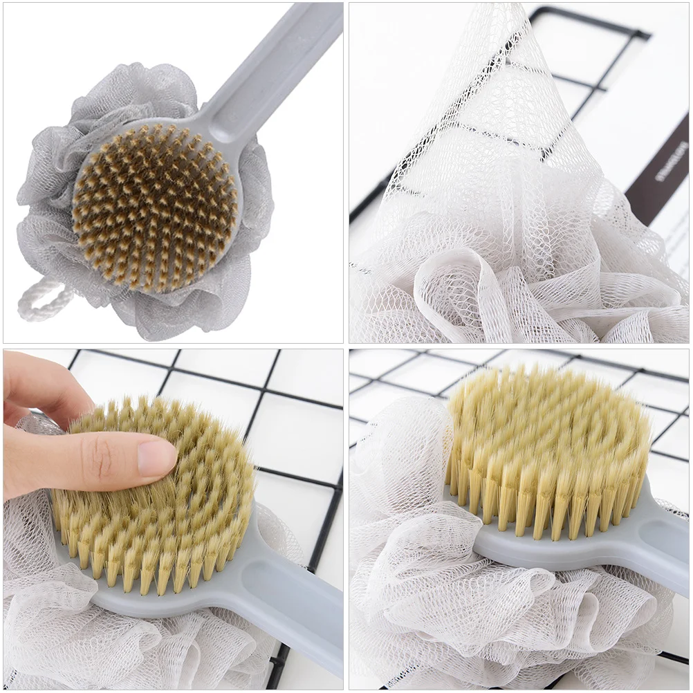 

1Pcs Long Handle Double Side Bath Brush Deep Cleansing Back Massage Brush Unisex Bathing Tool Hanging Hole Design