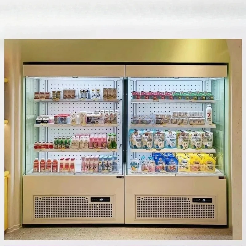 

Yogurt vertical refrigerated display cabinet beverage open air curtain cabinet milk air-cooled fresh-keeping commercial freezer