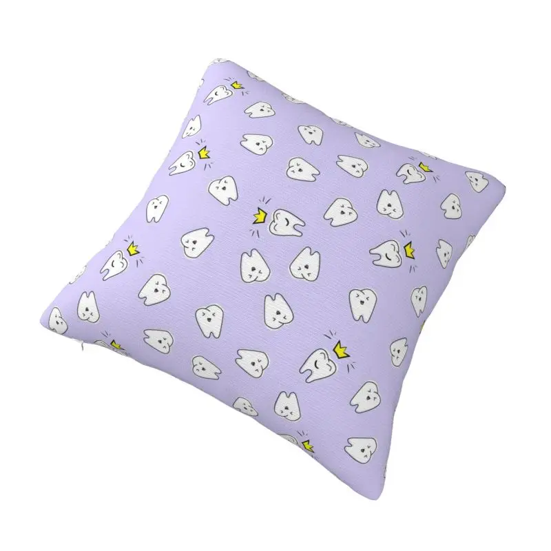 Custom Tooth Nursery Print Violet Throw Pillow Covers Care Dental Health Cushion Cover Decoration Salon Square Pillowcase