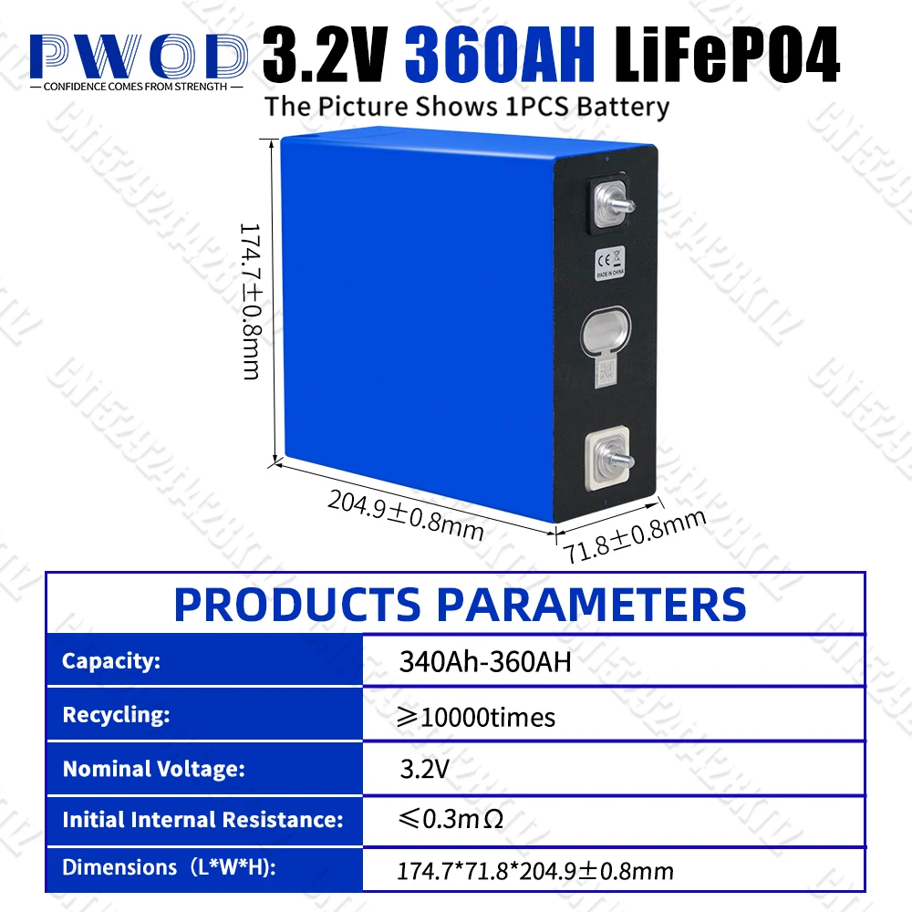 PWOD 3.2 فولت Lifepo4 بطارية 360AH الصف أ 10000Cycle لتقوم بها بنفسك 12 فولت 24 فولت 48 فولت ليثيوم خلية فوسفات الحديد للتخييم عربة جولف الاتحاد الأوروبي الأسهم