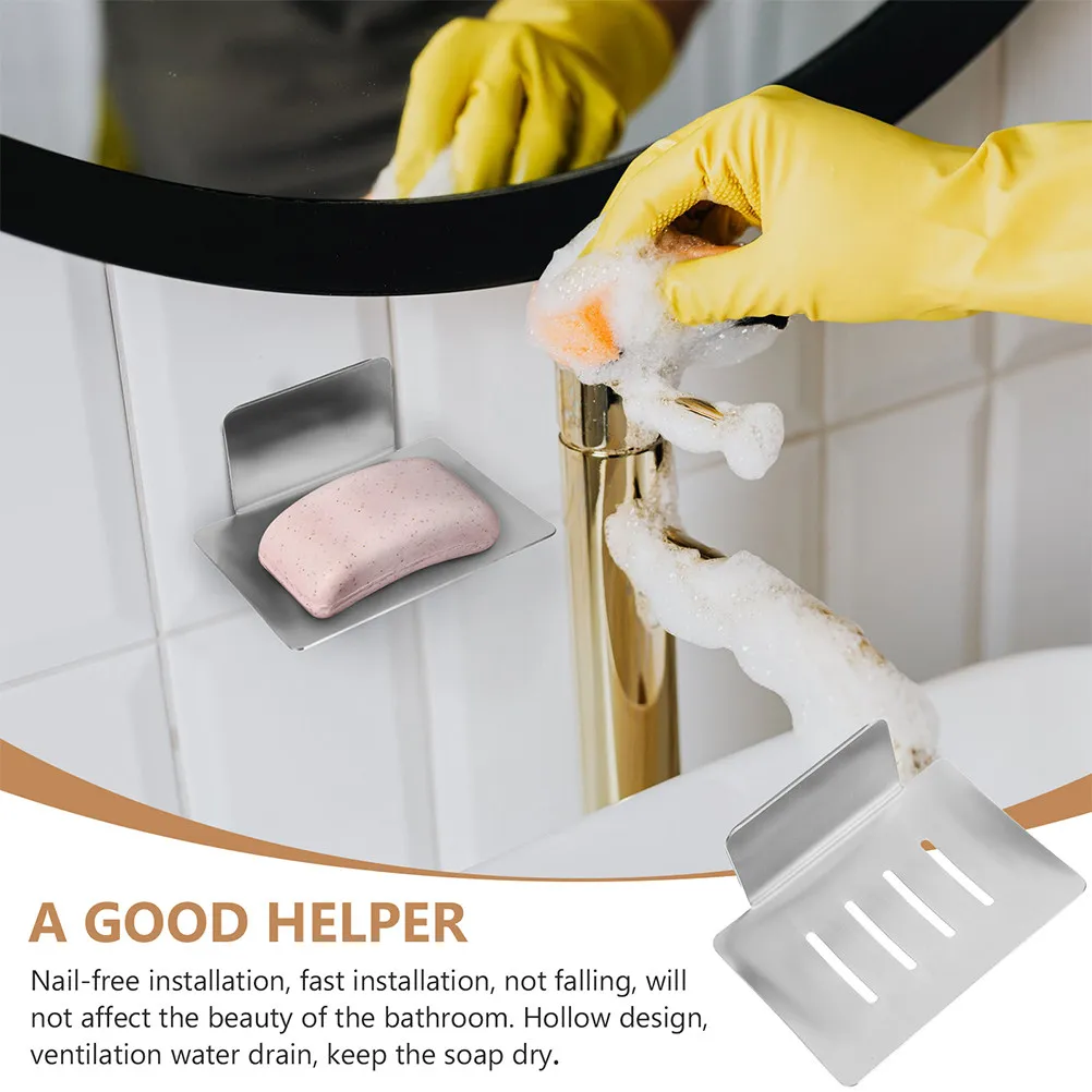 

Stainless Steel Draining Soap Tray Adhesive Bathroom Soap Holder for Shower Kitchen Countertop Bathtub Rustproof Waterproof Easy