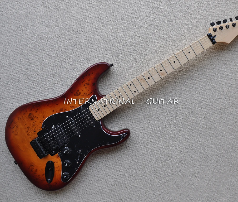 

6 Strings Brown Electric Guitar with Tremolo Bar,SSH Pickups,Maple Fretboard