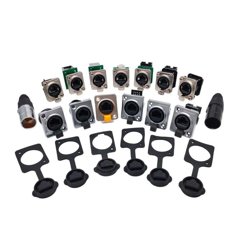 10Pcs D Type Connector RJ45 Panel Mount 8P8C Waterproof NE8FDP NE8FDE Network Connectors