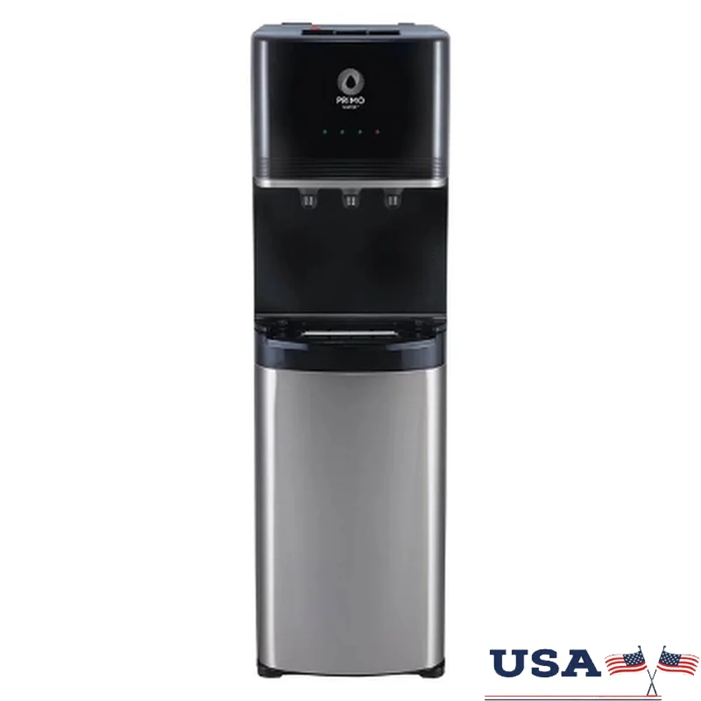 موزع مياه تحميل سفلي 3 درجات حرارة ساخنة وباردة قائمة بذاتها من الفولاذ المقاوم للصدأ 5 جالون تدفق سريع LED ضوء ليلي آمن