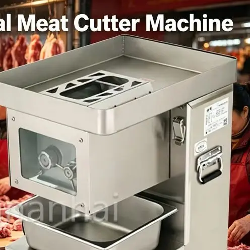 

Electric Commercial Meat Slicer Stainless Steel Fresh Meat Cutting Machine Knife Set Disassembly Easy for Kitchen Use