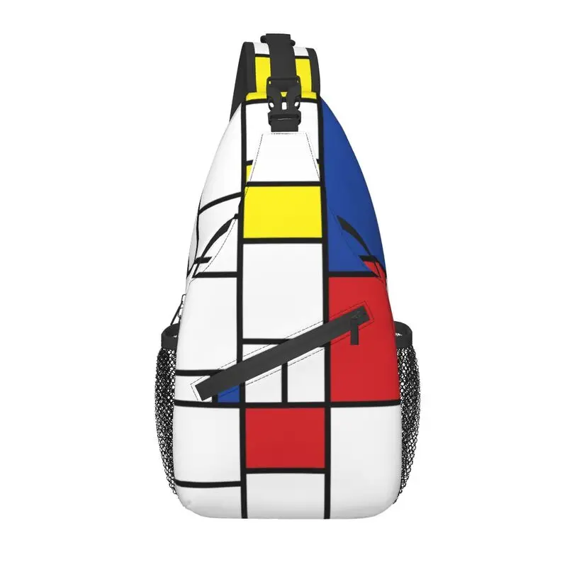 

Piet Mondrian Minimalist De Stijl Modern Art Sling Chest Crossbody Bag Fashion Geometric Shoulder Backpack for Travel Cycling