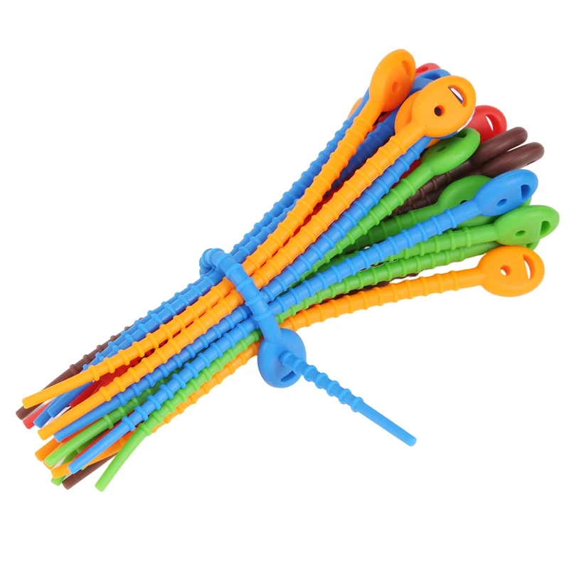 AU61-Silicone Cable Ties,Durable Zip Ties, Bag Seal Clips, Cable Straps, Bread Ties, Rubber Twist Ties For Home Office