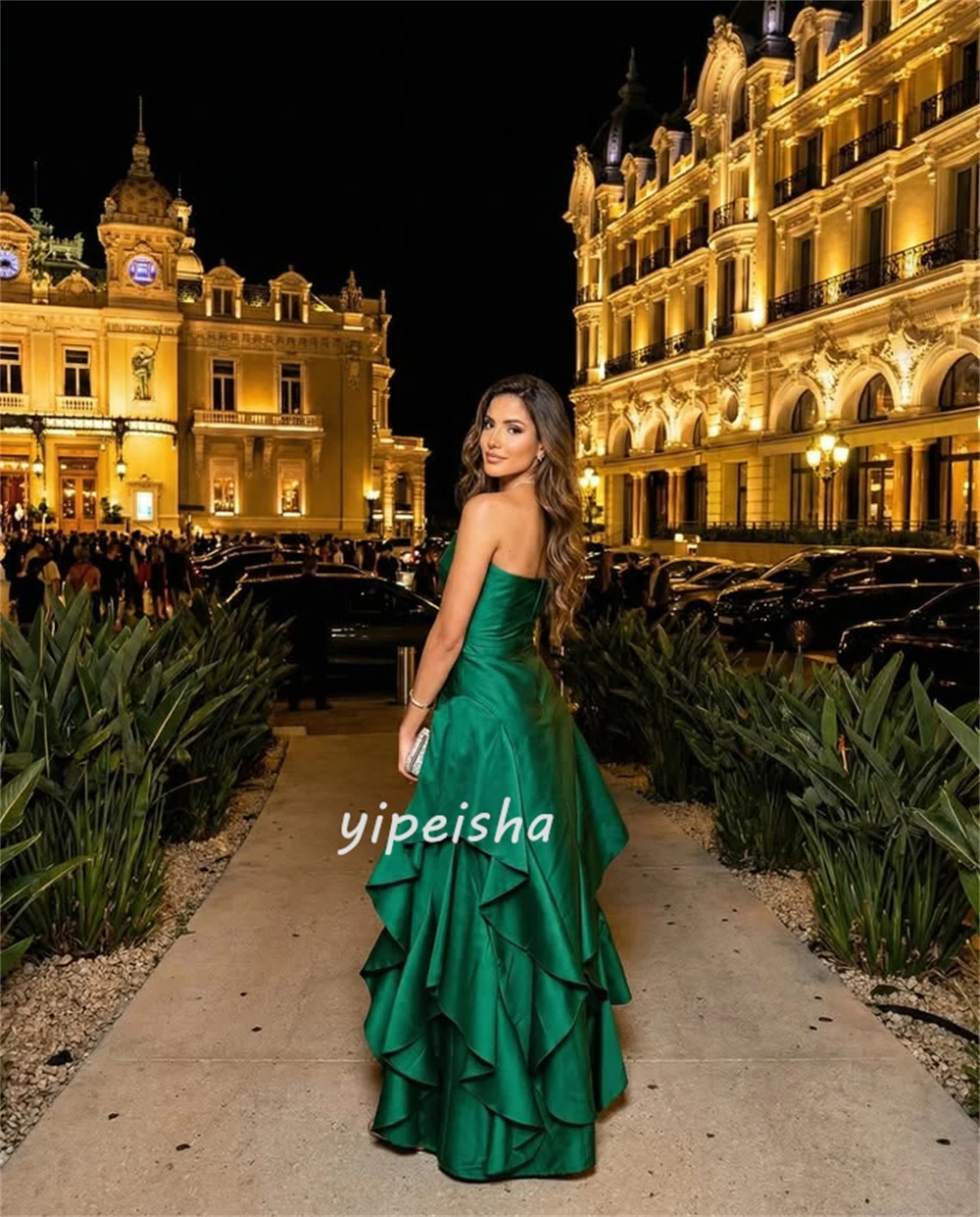 تخصيص جودة عالية أنيقة جيرسي Ruched الطية ألف خط فساتين طويلة حمالة فساتين السهرة الأحجام المتاحة رسمي بسيط