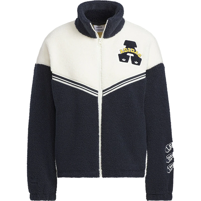 سترة رياضية نسائية أصلية من أديداس بثلاثة خطوط مرقعة وياقة واقفة JD6369 #5