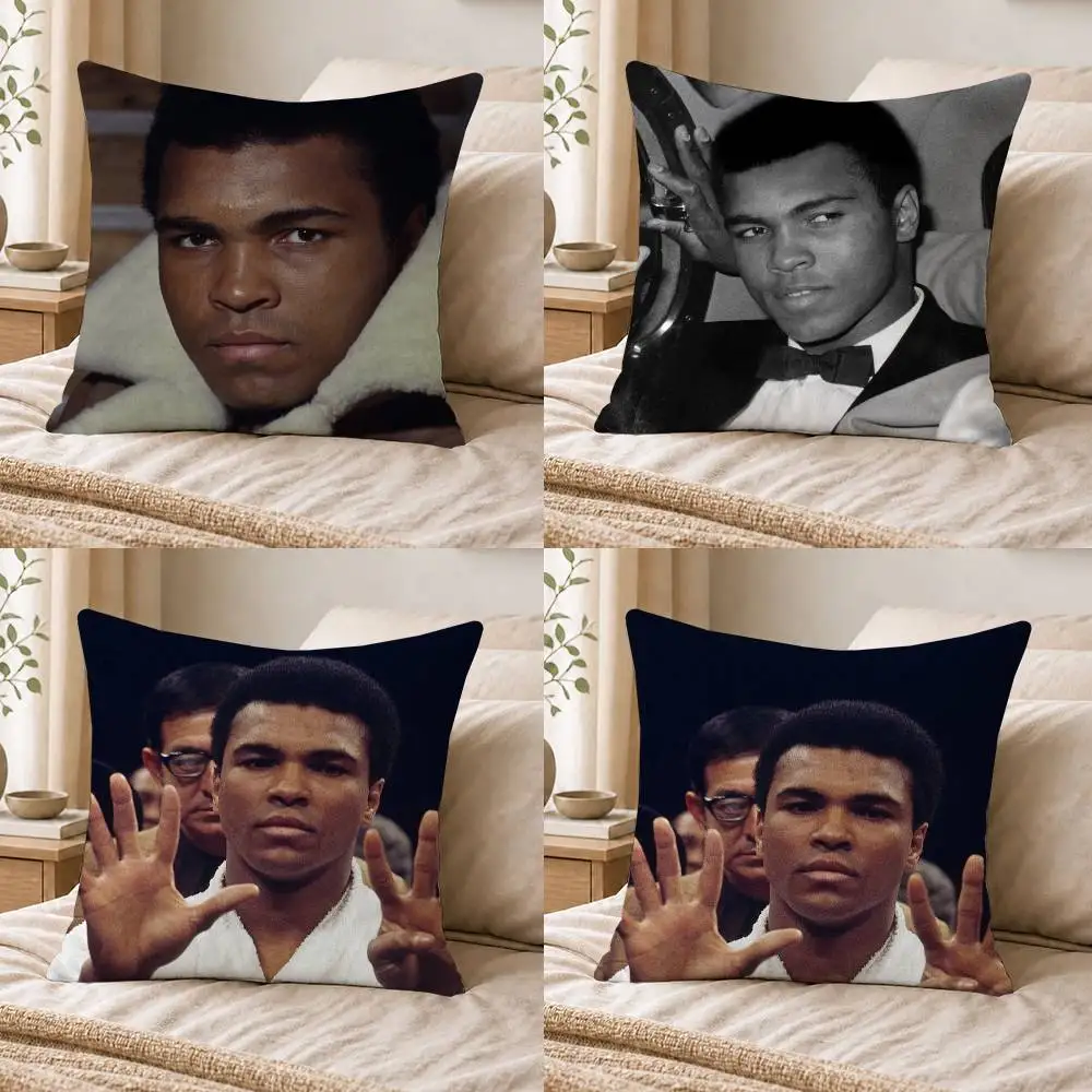 M-Muhammad Ali Boxing Legend Double-sided Printed Square Decorative Cushion Cover for Sofa Living Room Home Decor