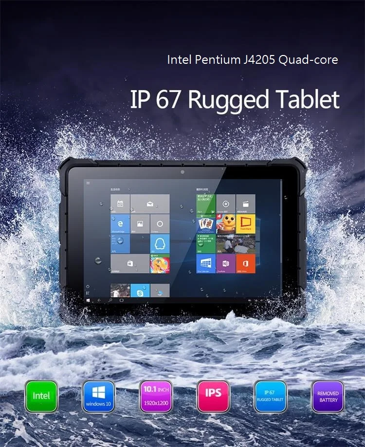 10.1 Inch IP67 Waterproof Win10 With WIFI, 8GB Memory Industrial Rugged Tablet