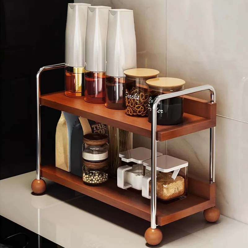 

2 Tier Desktop Storage Rack Entrance Key Tray Stand Counter Shelf Wooden Tiered Display Stand For Kitchen Office Living Room