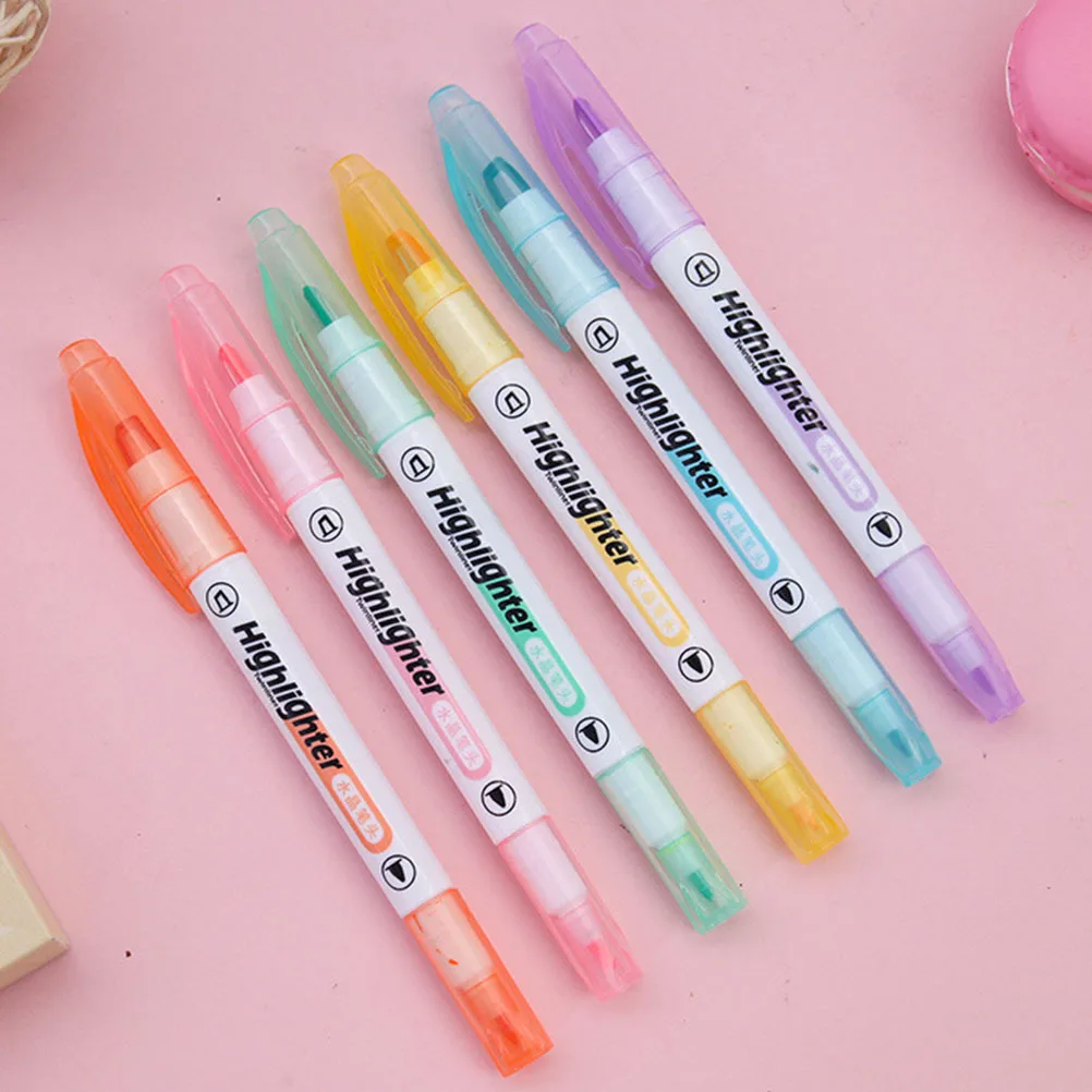 

6 шт. флуоресцентная ручка, двусторонние маркеры, четкий вид, долото, кончик, маркер с тонким кончиком, канцелярские принадлежности, маркеры с четким обзором