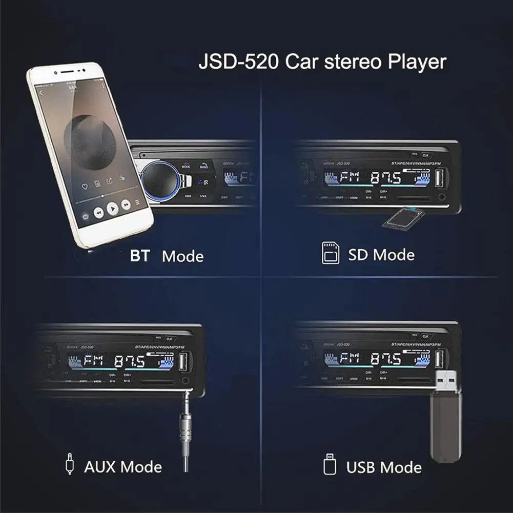 Car Mounted Bluetooth MP3 Single Chip Car Card Insertion USB Flash Drive FM Radio Bluetooth MP3