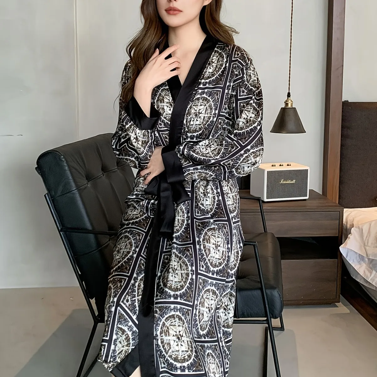 

Japanese Style Kimono Women Rayon Sleepwear Summer Autumn New Intimate Lingerie Long Sleeve Pajamas Nightwear Print Robe