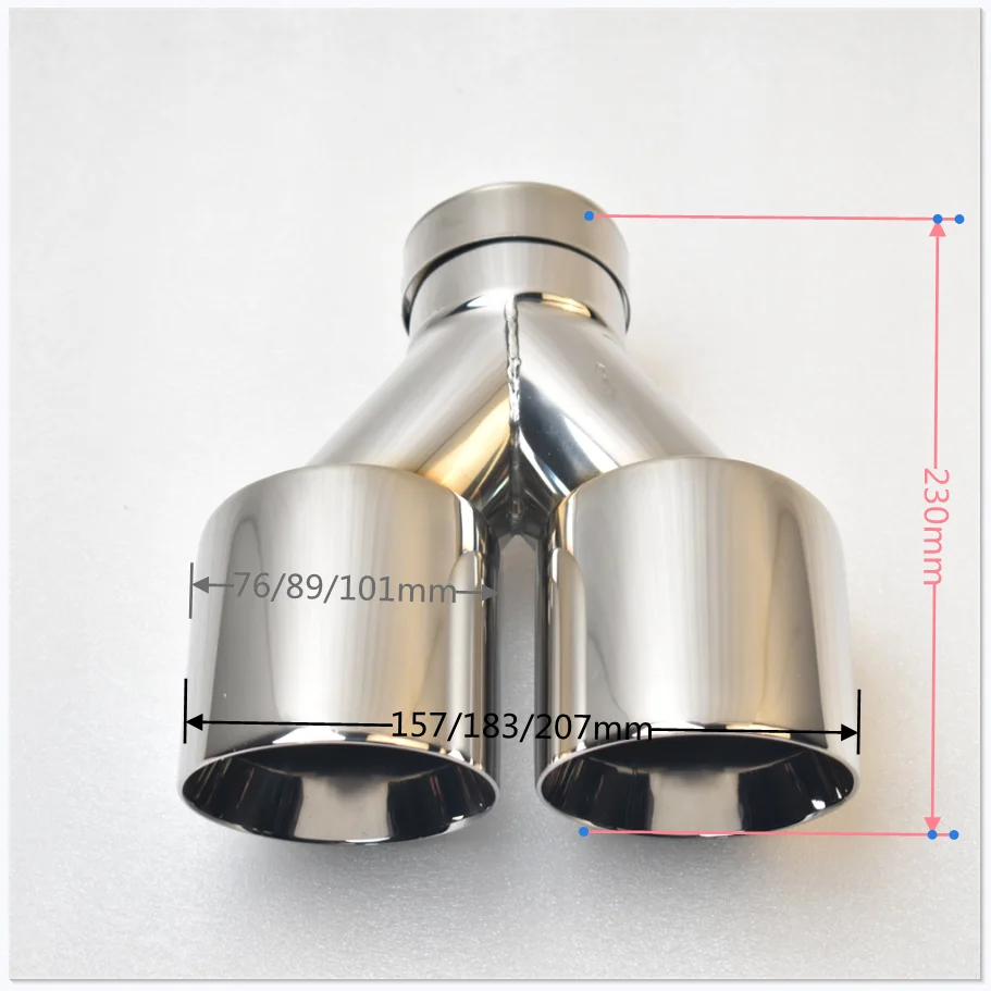 Sebring Doppel-Auspuffblende 2,5 Zoll Einlass 3,5 Zoll Auslass 8 Zoll Länge Polierter 304 Edelstahl Endrohrspitzen 1,2 mm Dicke – Detail 1