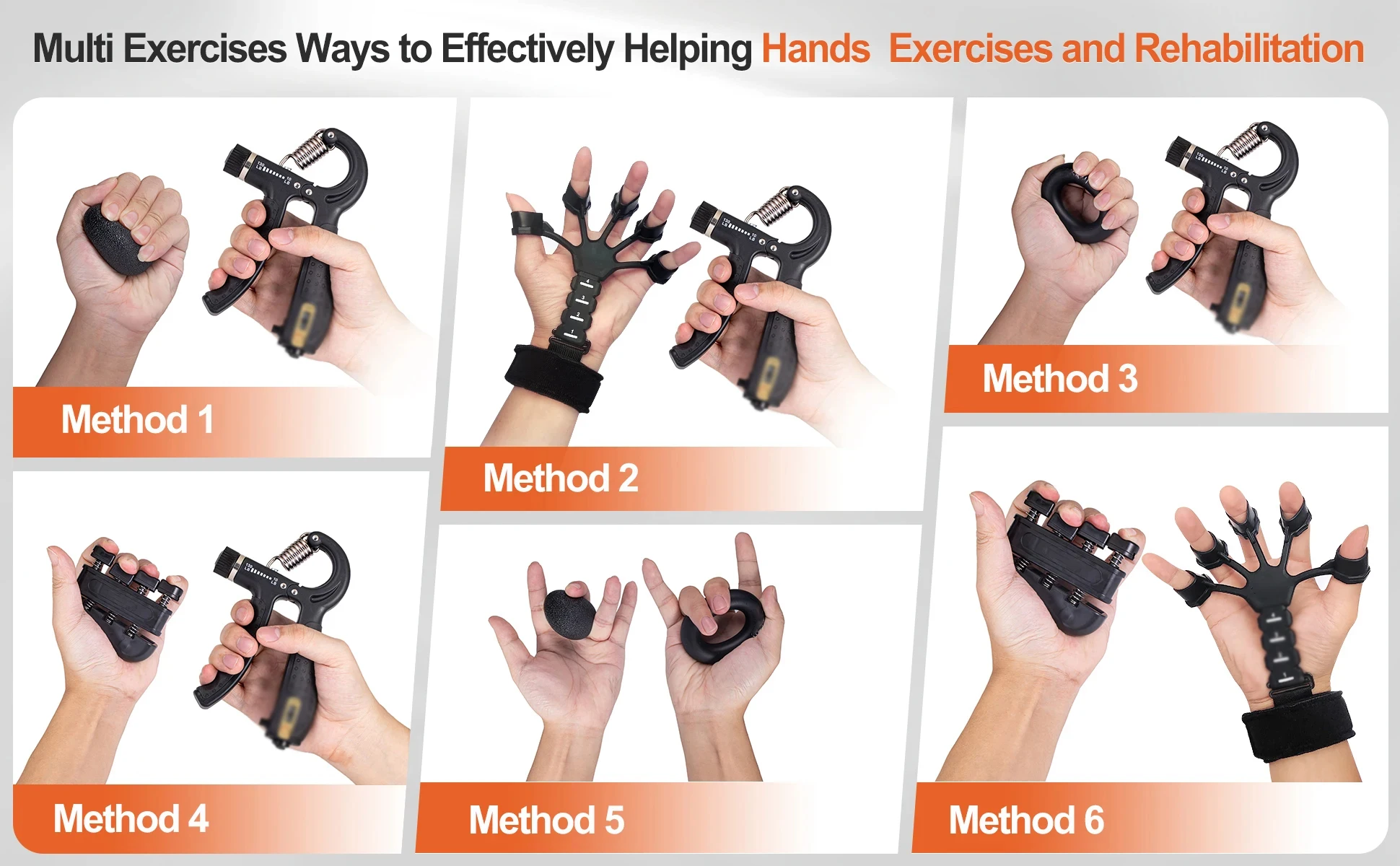 Grip Trainer Kit 5-60kg Adjustable Hand Gripper,Finger/Hand Strength Exercisers,Stress Ball,Forearm Ring for Muscle Build Relax Fitness