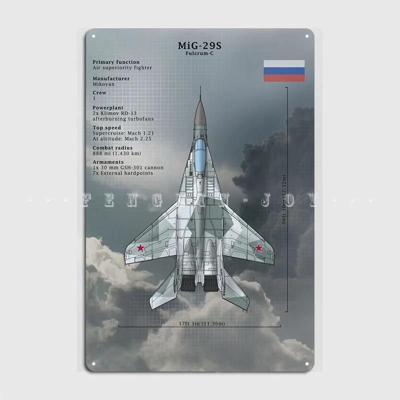 Mig 29s Fulcrum C Metal Sign Cinema Kitchen Kitchen Design Mural Painting Tin Sign Poster