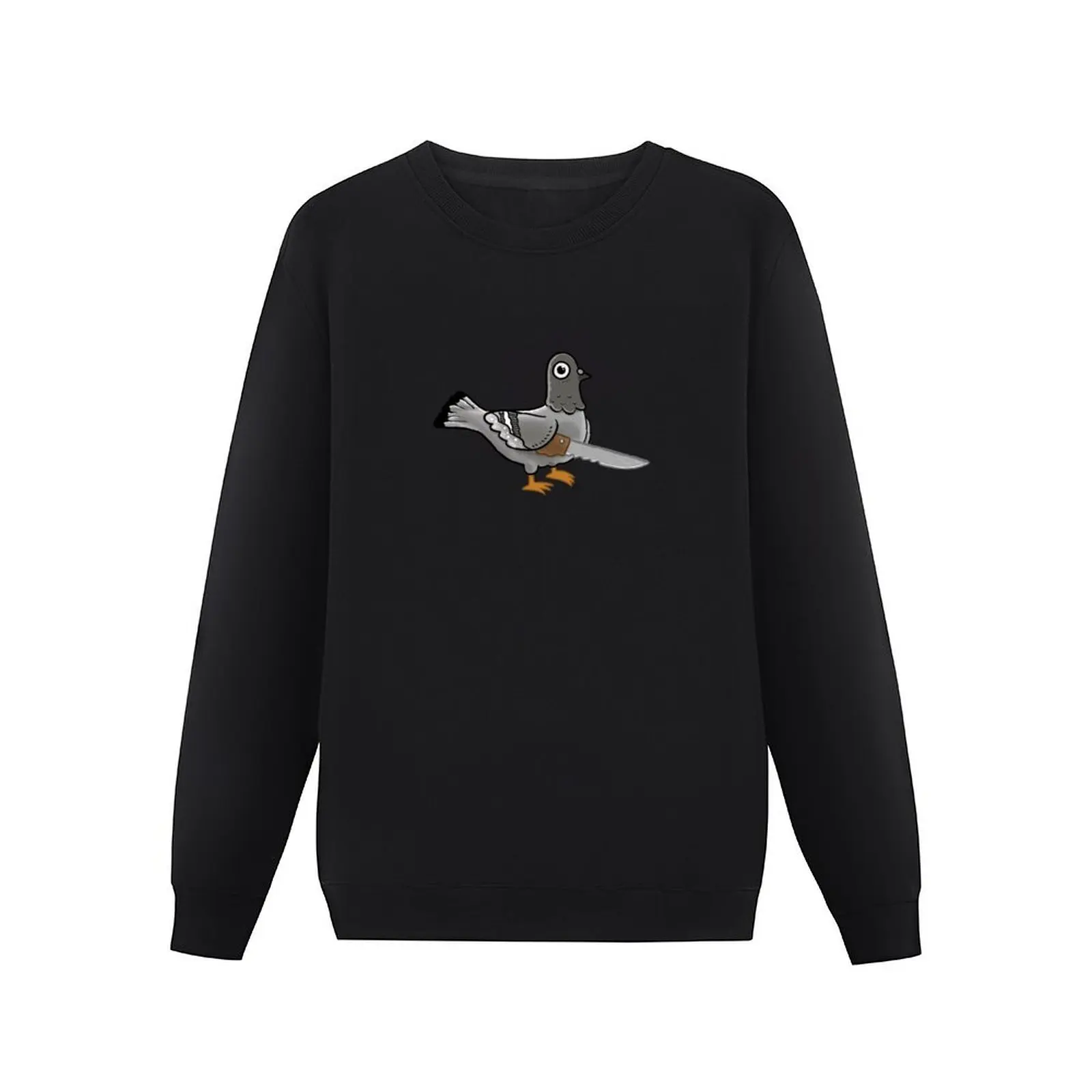 Pigeon With a Knife Digital Drawing Pullover Hoodie men's sweat-shirt set men clothes mens clothes men sweatshirt