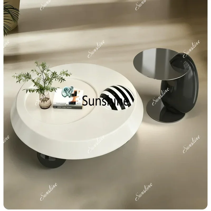 

Italian minimalist black and white creative spherical small apartment coffee table combination