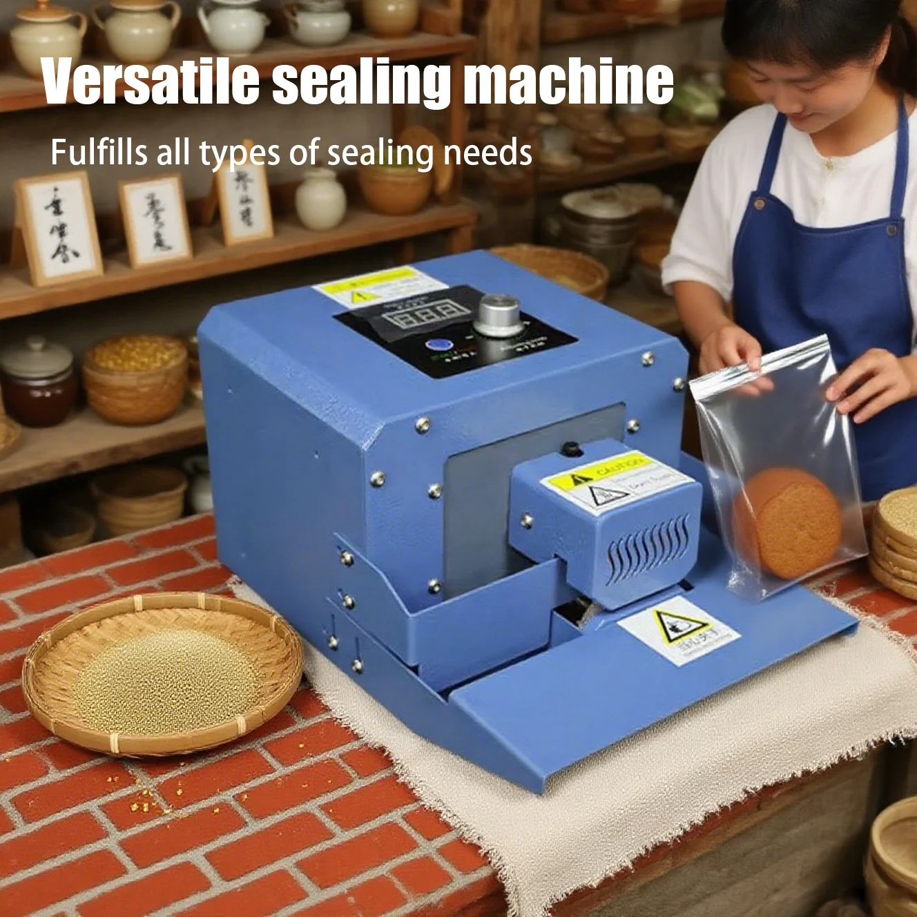 Commercial Heat Bag Sealing Machine Package Sealer Bags Thermal Plastic Food Bag Closure Fully Automatic Sealer Candy Packing