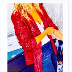 Women Sequin Casual Long Sleeve Glitter Party Shiny Lapel Coat Rave Outerwear Women'S Winter Jacket 2024 Woman Clothing