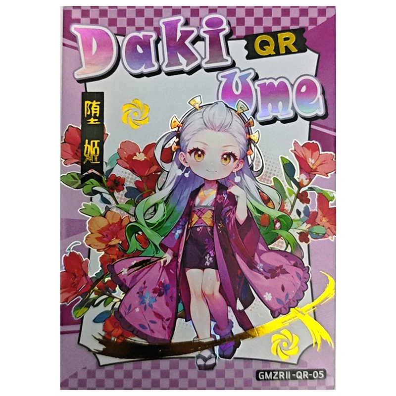 Anime Demon Slayer Rare QR Game Collectible Card Inosuke Kochou Shinobu Mitsuri Tanjirou Daki Nezuko Zabawki dla chłopców Prezent urodzinowy