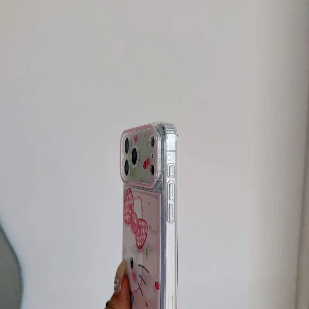 Luxury Hello Kitty Red Plaid Bow Cherry Phone Case For iPhone 15 16 17 Pro Max With Matching Beaded Chain Girly Protective Cover - view 5
