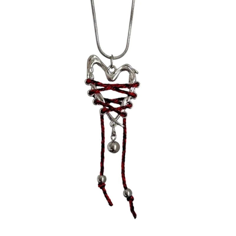 T4MD Contemporary Snake Bone Link Jewelry With Heart Charm Alloy Necklace Women's Gift