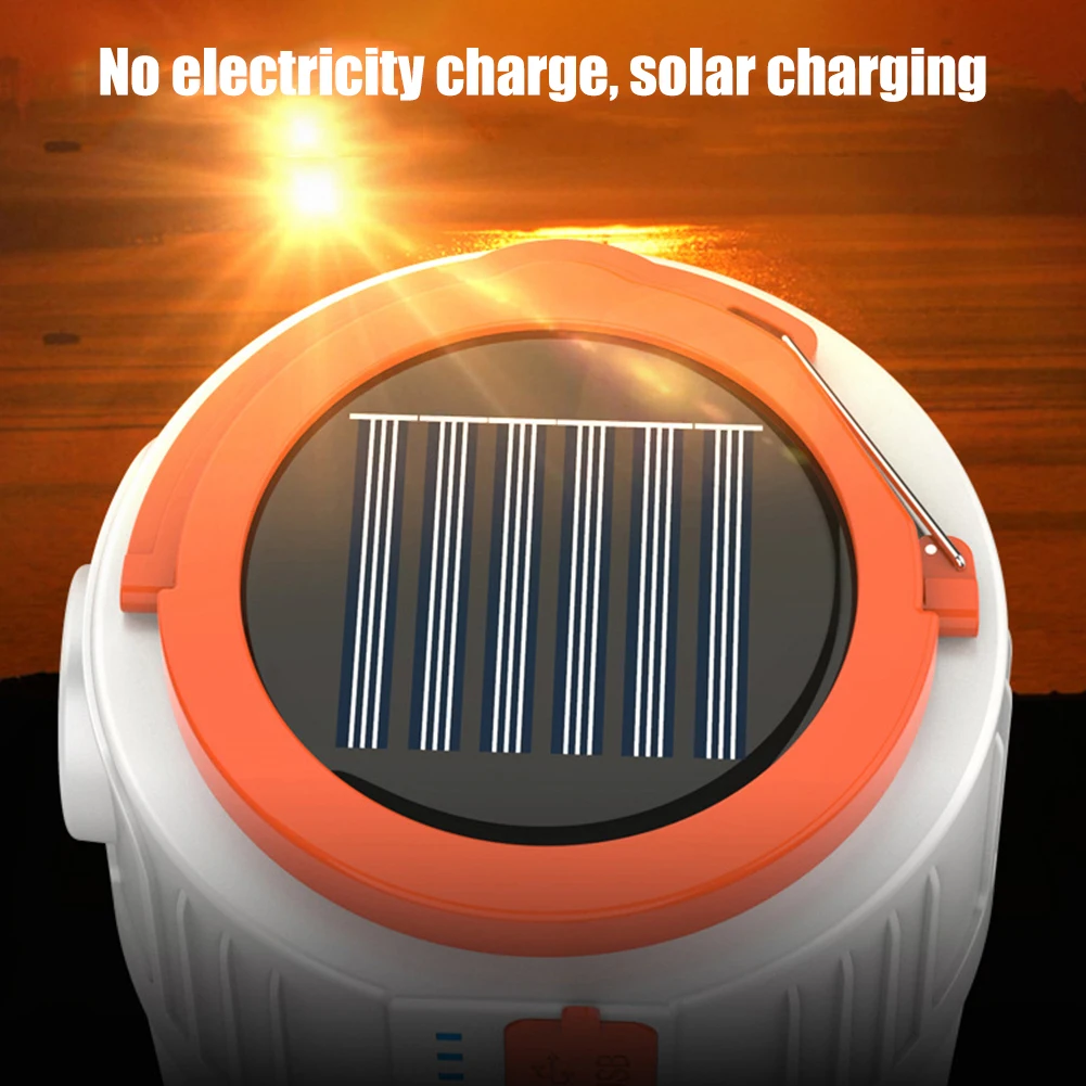 Solar Camping Light Power Bank USB Rechargeable Bulb 6 Gears Remote Control Tent Lamp Portable Lanterns Emergency Lights Outdoor