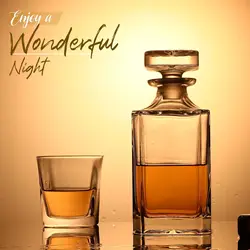 Glass Decanter - Whiskey Decanter for Wine, Bourbon, Brandy, Liquor, Juice, Water, Mouthwash (25.4 oz/750ml)