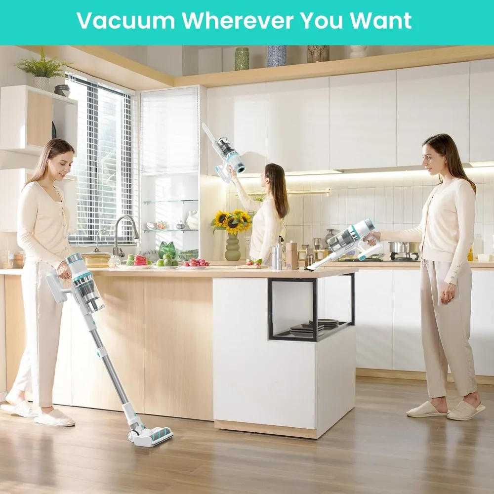 HAOYUNMA Cordless Vacuum Cleaner, 38Kpa 450W Stick Vacuum Cleaners for Home Carpet Hardwood Floor, Wireless Household Vac