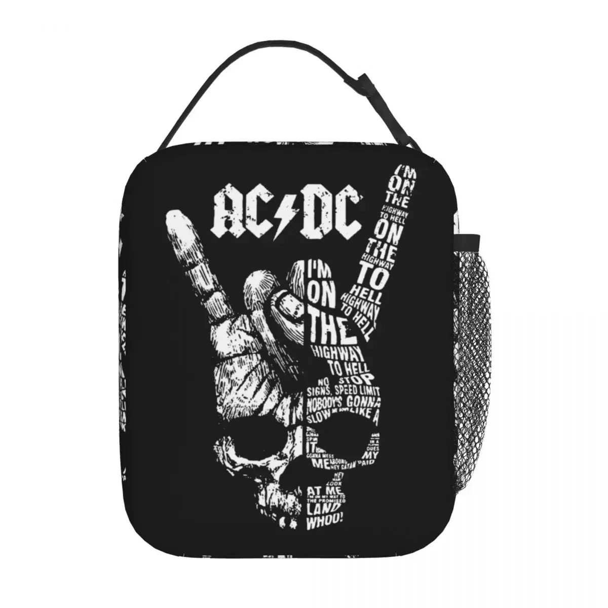 Rock Music Art Insulated Lunch Bags for Camping Travel AC DC Portable Cooler Thermal Lunch Box Women Children