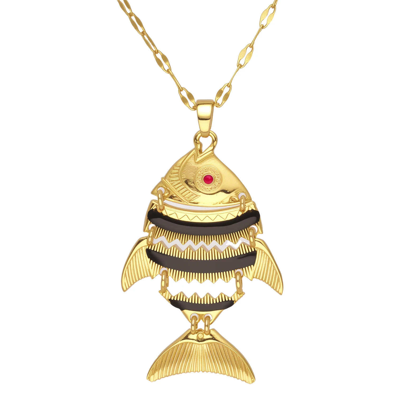 Elegant Women's Dynamic Fish Necklace High-End Marine Creature Pendant Stylish Jewelry Gift with Temperament