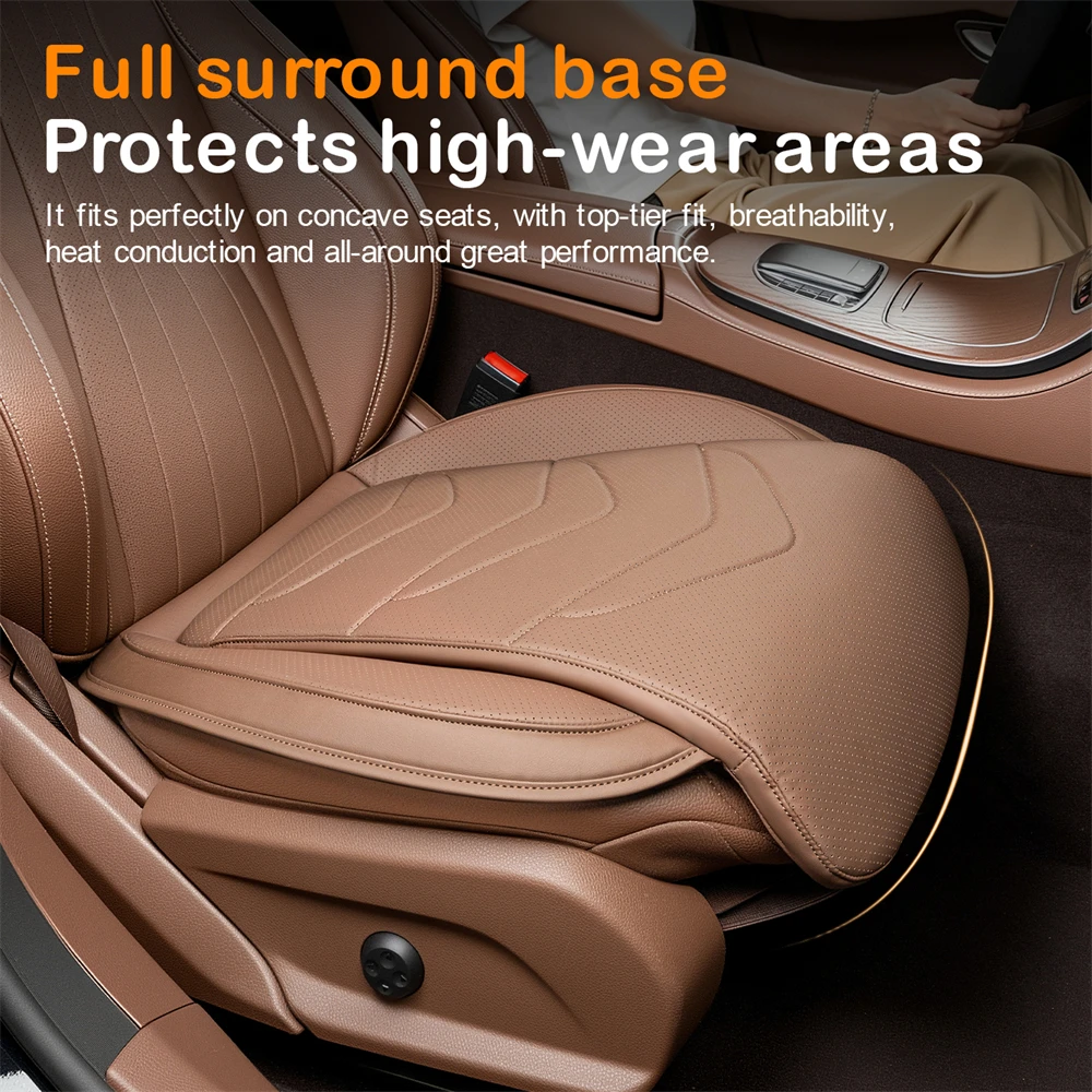 Nappa Leather Car Seat Cushion, Soft Elastic, Comfortable for Long Sitting Without Sinking, Luxury Breathable Interior Accessory