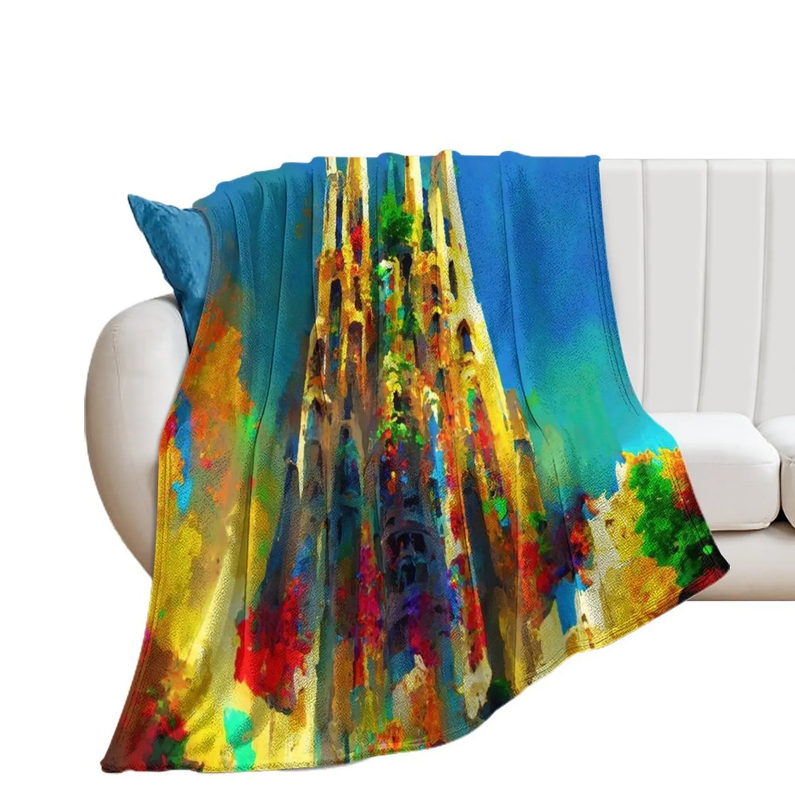 Basilica de la Sagrada Familia Throw Blanket Plaid on the sofa decorative halloween Blankets For Bed Blankets