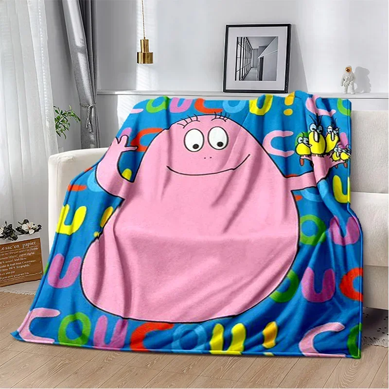 Les Barbapapa Family Anime Cartoon Blanket,Soft Throw Blanket for Home Bedroom Bed Sofa Picnic Travel Office Cover Blanket Kids