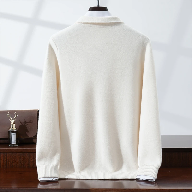 Autumn Winter New Chinese Style Button 100% Wool Cardigan Men Stand Collar Sweater Jacket National Style Fashion Knitted Shirt
