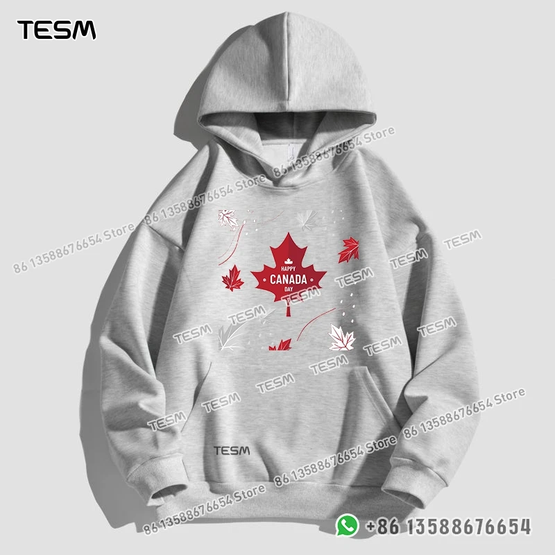 TESM Men Women Hoodie Maple Leaf Pattern Trendy Sweatshirt Parent-child Sports Top Party Pullover Long - Sleeves