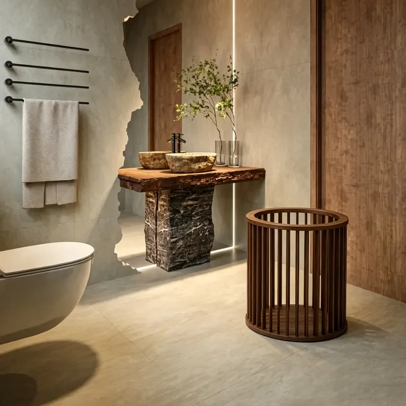 Large Black Walnut Solid Wood Laundry Basket Japanese Style Dirty Clothes Storage Bin for Home Hotel Bathroom Organization