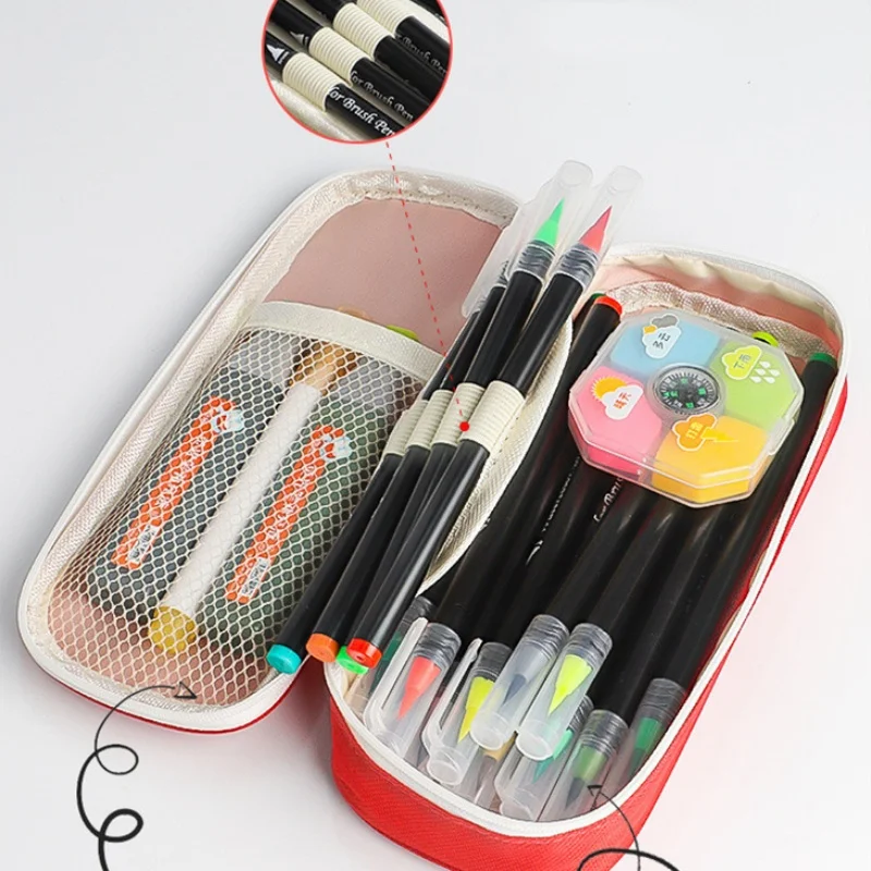 1 Piece Simplicity Student Pencil Case Creative Fashion Solid Color Pencil Bag High Capacity Canvas Stationery Storage Bag