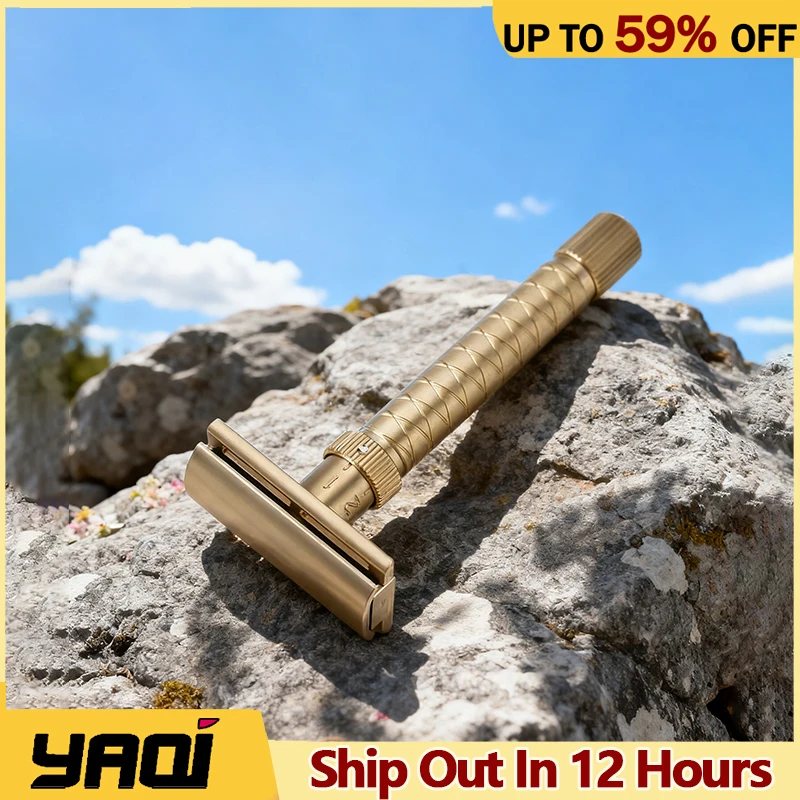 Yaqi 100% Brass Material Adjustable The Final Cut - Brass V2 Safety Razor Vintage 90MM Length Handle Safety Razor For Mens