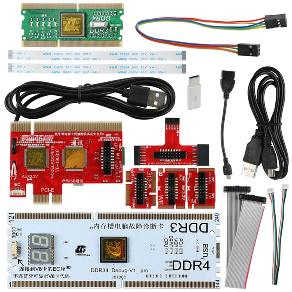 

V8 Laptop Desktop PC Universal Diagnostic Test Debug King Post Card Support for PCI PCI-E MiniPCI-E LPC DDR3/4