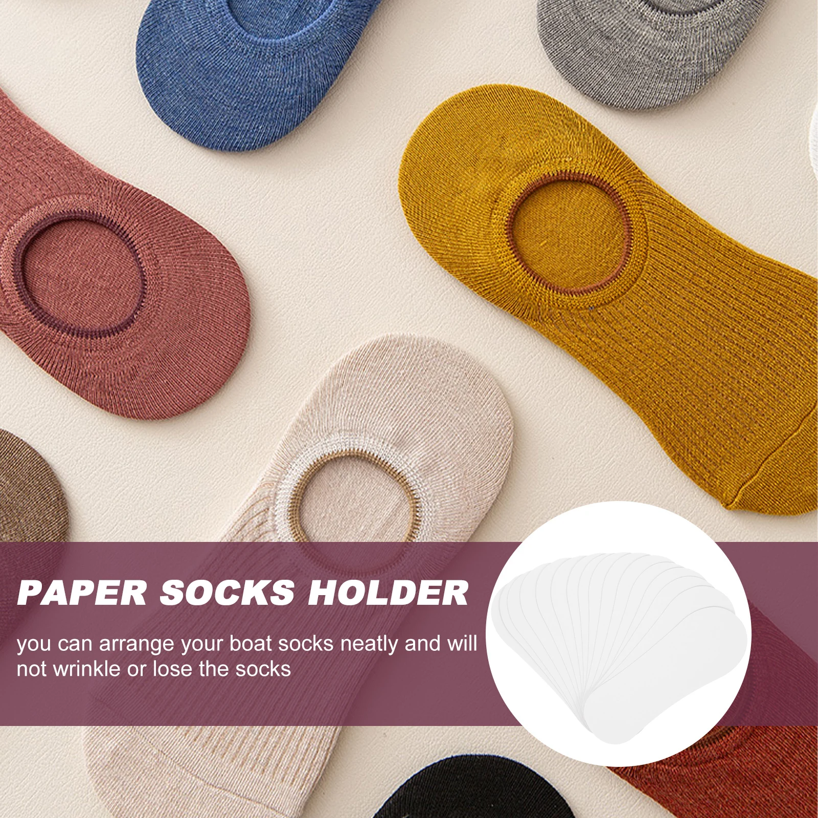 

100 Pcs Gray Board White Display Paperboard Lightweight Thin Socks ganizer Travel Storage Solution Sock Liner Pack